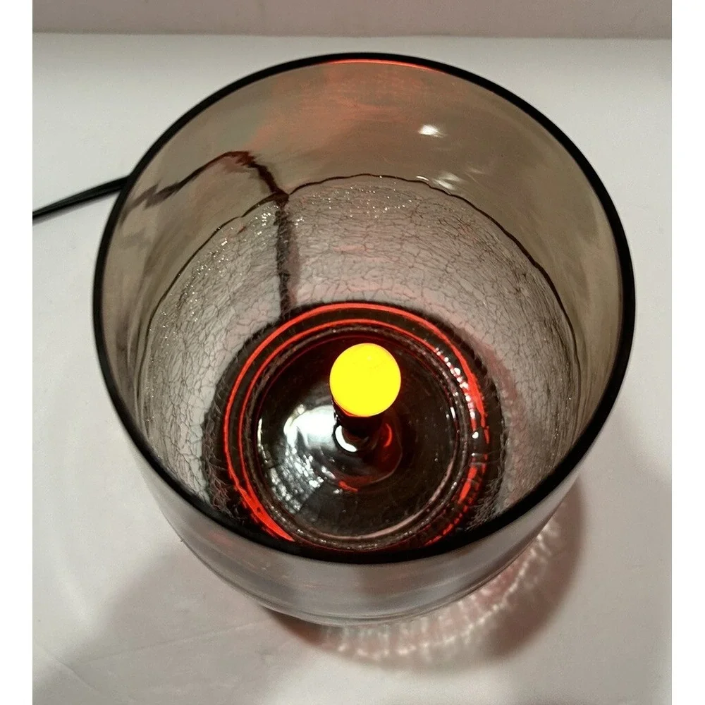 Crackle Glass Lamp‎ Nightlight With Bronze Base BOHO Romantic Glow New